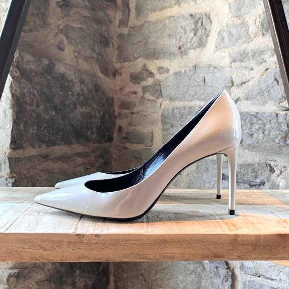 Saint Laurent Paris Ivory Patent Anja 85mm Pumps - Picture 8 of 12